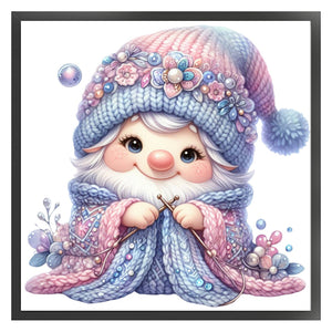 Gnome Knitting A Sweater - 45*45CM 11CT Stamped Cross Stitch
