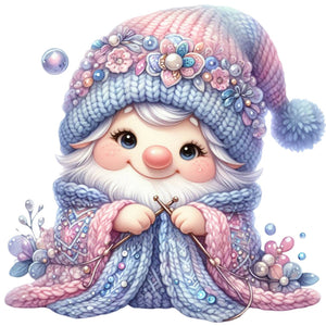 Gnome Knitting A Sweater - 45*45CM 11CT Stamped Cross Stitch