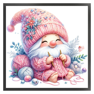 Gnome Knitting A Sweater - 45*45CM 11CT Stamped Cross Stitch