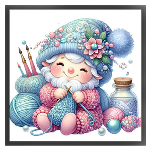 Gnome Knitting A Sweater - 45*45CM 11CT Stamped Cross Stitch