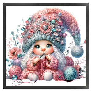 Gnome Knitting A Sweater - 45*45CM 11CT Stamped Cross Stitch