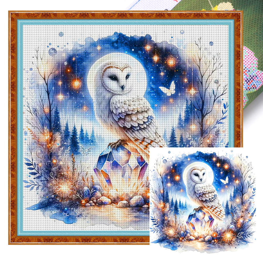 Owl At Night - 40*40CM 11CT Stamped Cross Stitch