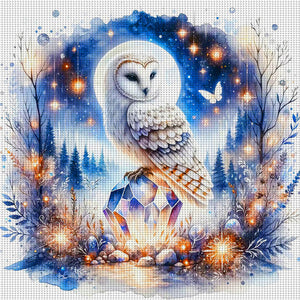 Owl At Night - 40*40CM 11CT Stamped Cross Stitch