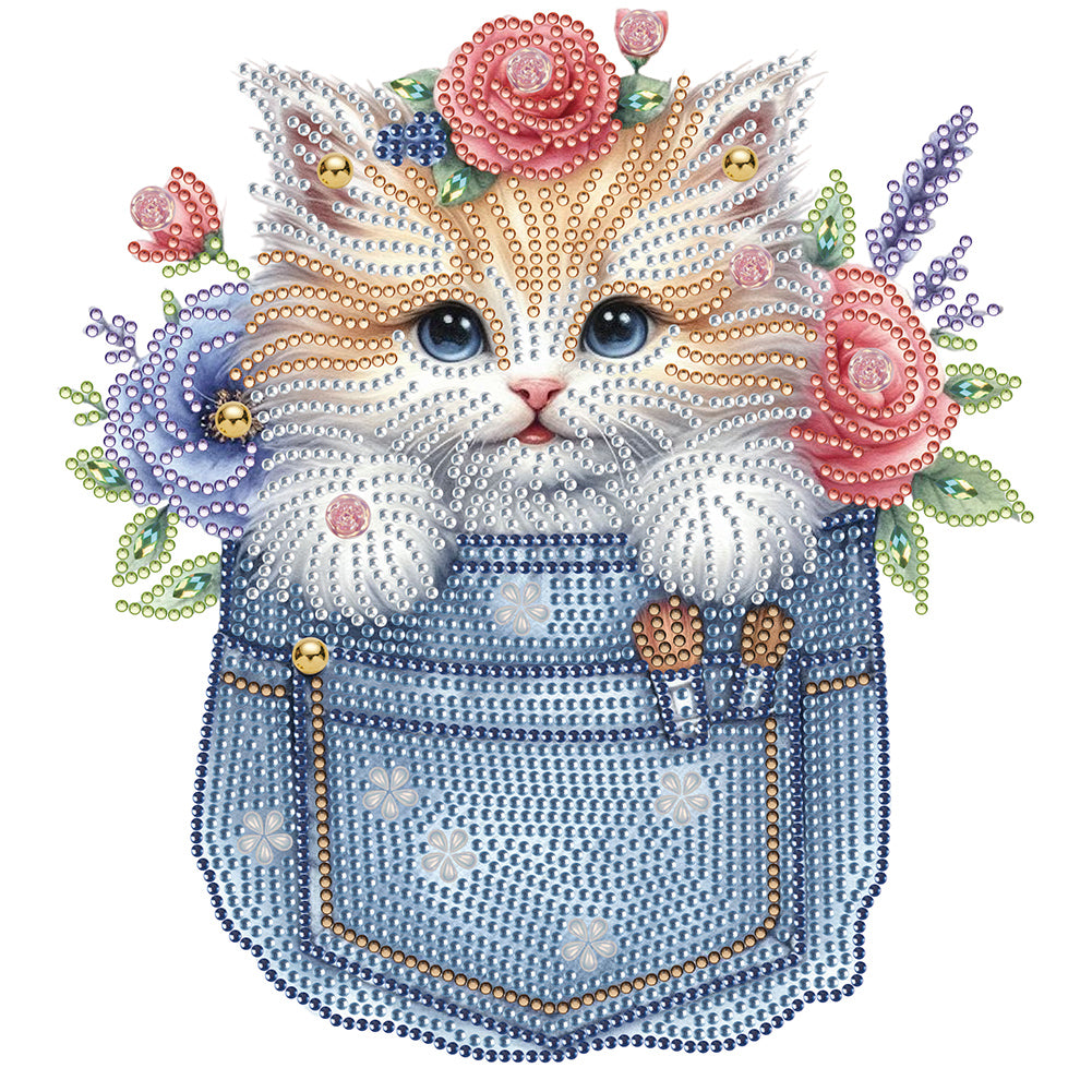 Cat In Pocket 30*30CM(Canvas) Partial Special Shaped Drill Diamond Painting