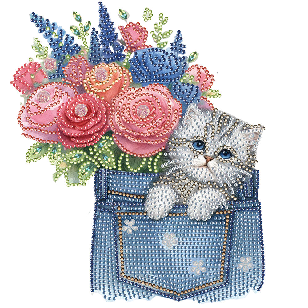 Cat In Pocket 30*30CM(Canvas) Partial Special Shaped Drill Diamond Painting