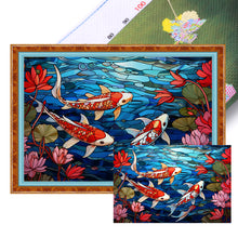 Load image into Gallery viewer, Glass Painting-Fish In The Pond - 60*40CM 11CT Stamped Cross Stitch
