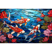 Load image into Gallery viewer, Glass Painting-Fish In The Pond - 60*40CM 11CT Stamped Cross Stitch
