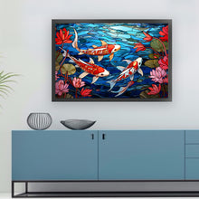 Load image into Gallery viewer, Glass Painting-Fish In The Pond - 60*40CM 11CT Stamped Cross Stitch
