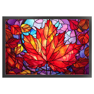 Glass Painting-Maple Leaf - 60*40CM 11CT Stamped Cross Stitch