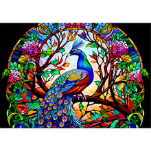 Load image into Gallery viewer, Glass Painting-Peacock - 60*45CM 11CT Stamped Cross Stitch
