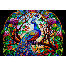 Load image into Gallery viewer, Glass Painting-Peacock - 60*45CM 11CT Stamped Cross Stitch
