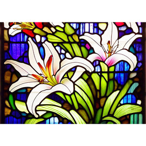 Glass Painting-Lily - 60*45CM 11CT Stamped Cross Stitch