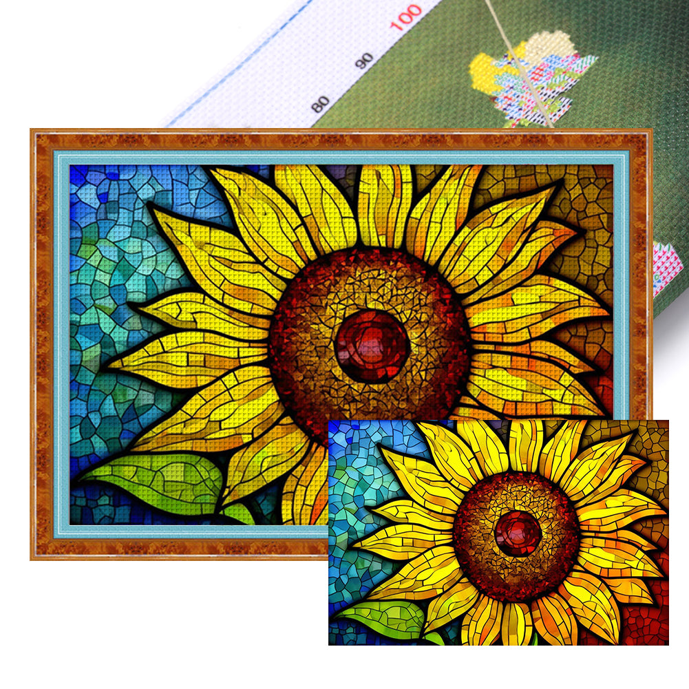 Glass Painting - Sunflower - 60*40CM 11CT Stamped Cross Stitch