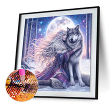 Load image into Gallery viewer, Wolf And Woman 50*50CM(Canvas) Full Round Drill Diamond Painting
