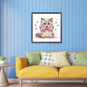 Surprised Cat 30*30CM(Canvas) Partial Special Shaped Drill Diamond Painting