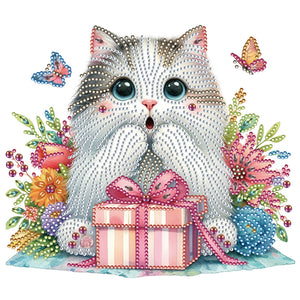 Surprised Cat 30*30CM(Canvas) Partial Special Shaped Drill Diamond Painting