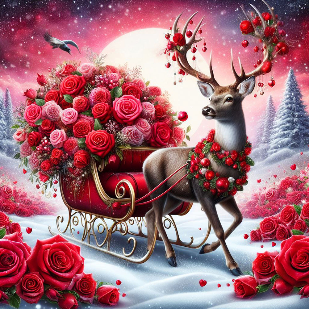 Rose Elk 30*30CM(Canvas) Full Round Drill Diamond Painting