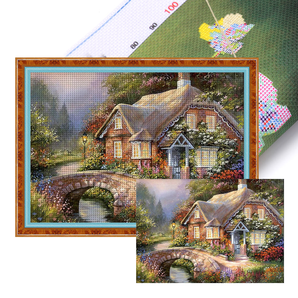 Waterside Cottage - 55*40CM 11CT Stamped Cross Stitch