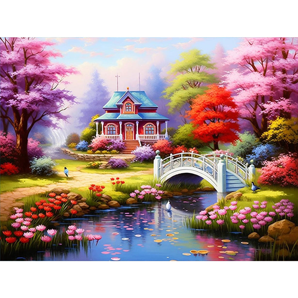 Woods House 40*30CM(Canvas) Full Round Drill Diamond Painting