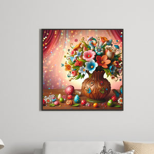 Colorful Flowers In Vase 30*30CM(Canvas) Full Round Drill Diamond Painting