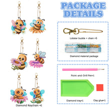 Load image into Gallery viewer, 6 Pcs Double Sided Special Shape Cute Bees Full Drill Diamond Painting Keychains
