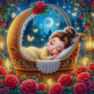 Disney-Princess Belle - 30*30CM 18CT Stamped Cross Stitch