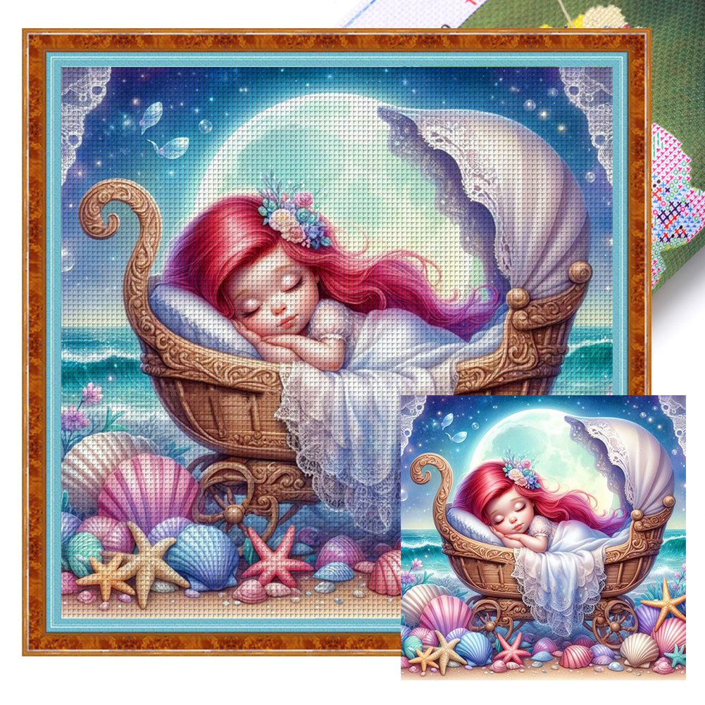 Disney-Princess Ariel - 30*30CM 18CT Stamped Cross Stitch