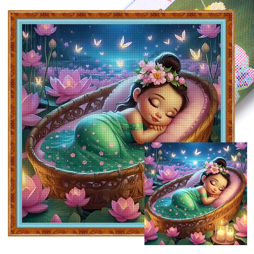 Disney-Princess Tiana - 30*30CM 18CT Stamped Cross Stitch