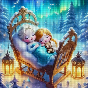 Disney-Princess Elsa And Anna - 30*30CM 18CT Stamped Cross Stitch