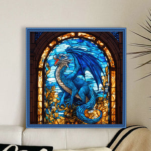 Glass Painting-Pterosaur - 40*40CM 14CT Stamped Cross Stitch