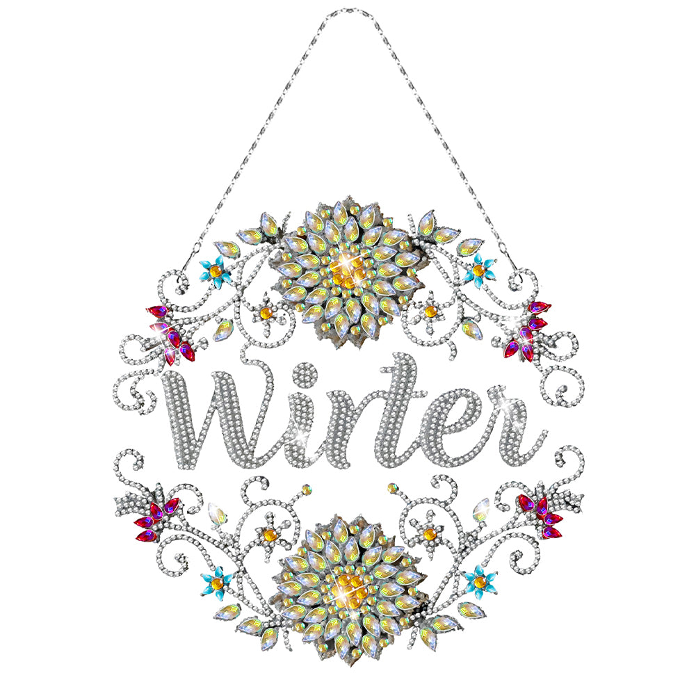 Single-Sided Diamond Art Hanging Pendant Home Decor (Winter Ice Crystal Flower)