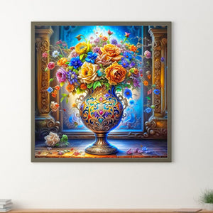 Flowers And Vase 40*40CM(Canvas) Full Round Drill Diamond Painting