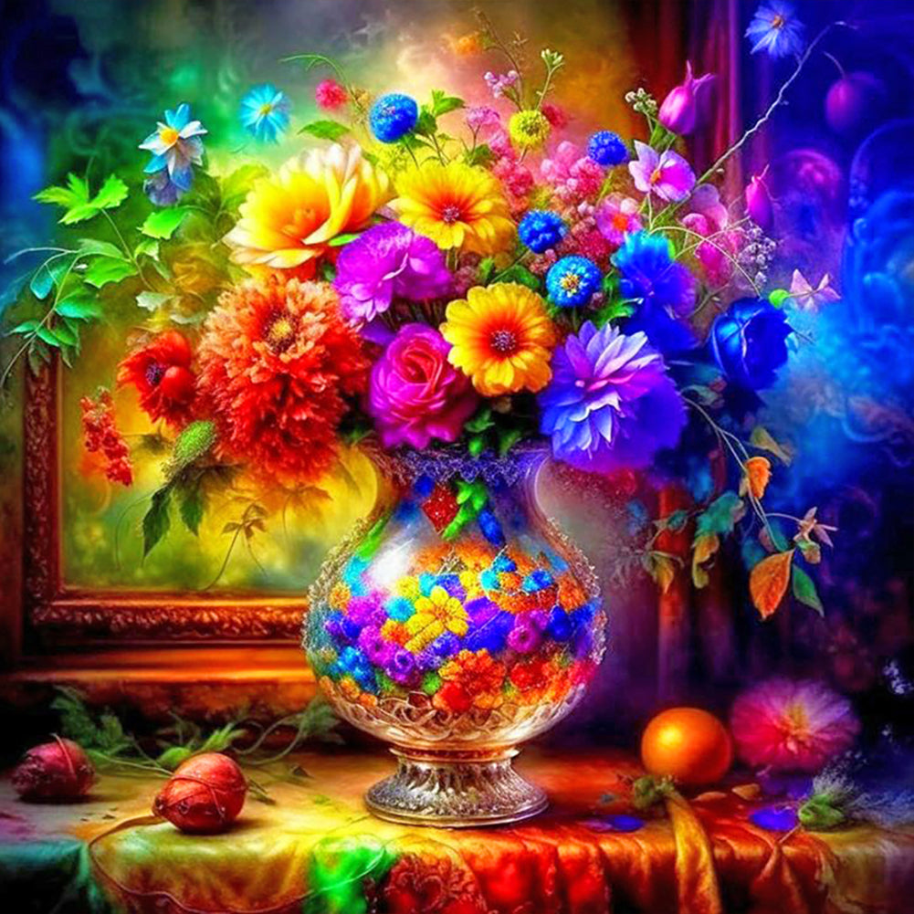 Colorful Oil Painting Flowers 40*40CM(Canvas) Full Round Drill Diamond Painting