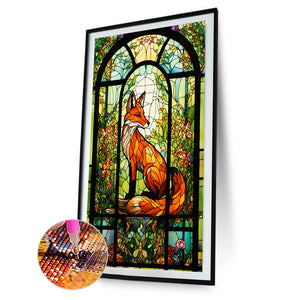 Glass Painting Fox 40*60CM(Canvas) Full Round Drill Diamond Painting