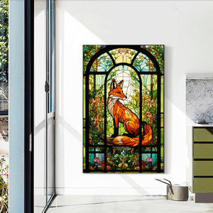 Glass Painting Fox 40*60CM(Canvas) Full Round Drill Diamond Painting