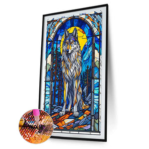 Glass Painting Wolf 40*60CM(Canvas) Full Round Drill Diamond Painting