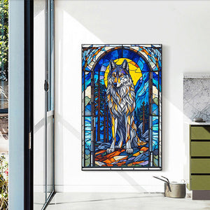 Glass Painting Wolf 40*60CM(Canvas) Full Round Drill Diamond Painting