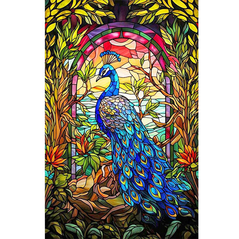 Glass Painting Peacock 40*60CM(Canvas) Full Round Drill Diamond Painting