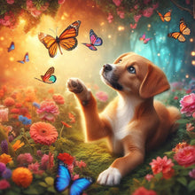 Load image into Gallery viewer, Dog And Butterfly 30*30CM(Canvas) Full Round Drill Diamond Painting
