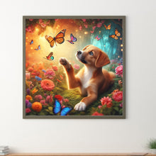 Load image into Gallery viewer, Dog And Butterfly 30*30CM(Canvas) Full Round Drill Diamond Painting
