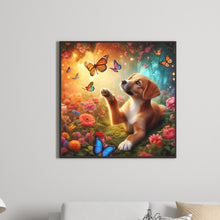 Load image into Gallery viewer, Dog And Butterfly 30*30CM(Canvas) Full Round Drill Diamond Painting
