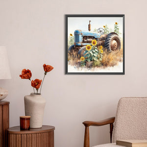Sunflower Tractor 30*30CM(Canvas) Full Round Drill Diamond Painting