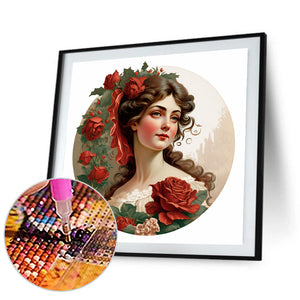 French Rose Lady 30*30CM(Canvas) Full Round Drill Diamond Painting