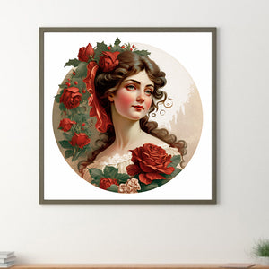 French Rose Lady 30*30CM(Canvas) Full Round Drill Diamond Painting