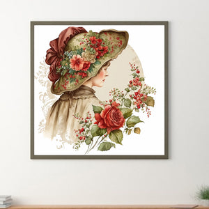 French Rose Lady 30*30CM(Canvas) Full Round Drill Diamond Painting