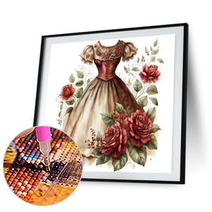 Rose Skirt 30*30CM(Canvas) Full Round Drill Diamond Painting