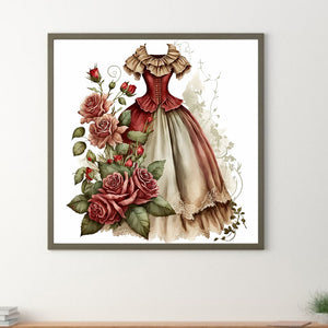 Rose Skirt 30*30CM(Canvas) Full Round Drill Diamond Painting