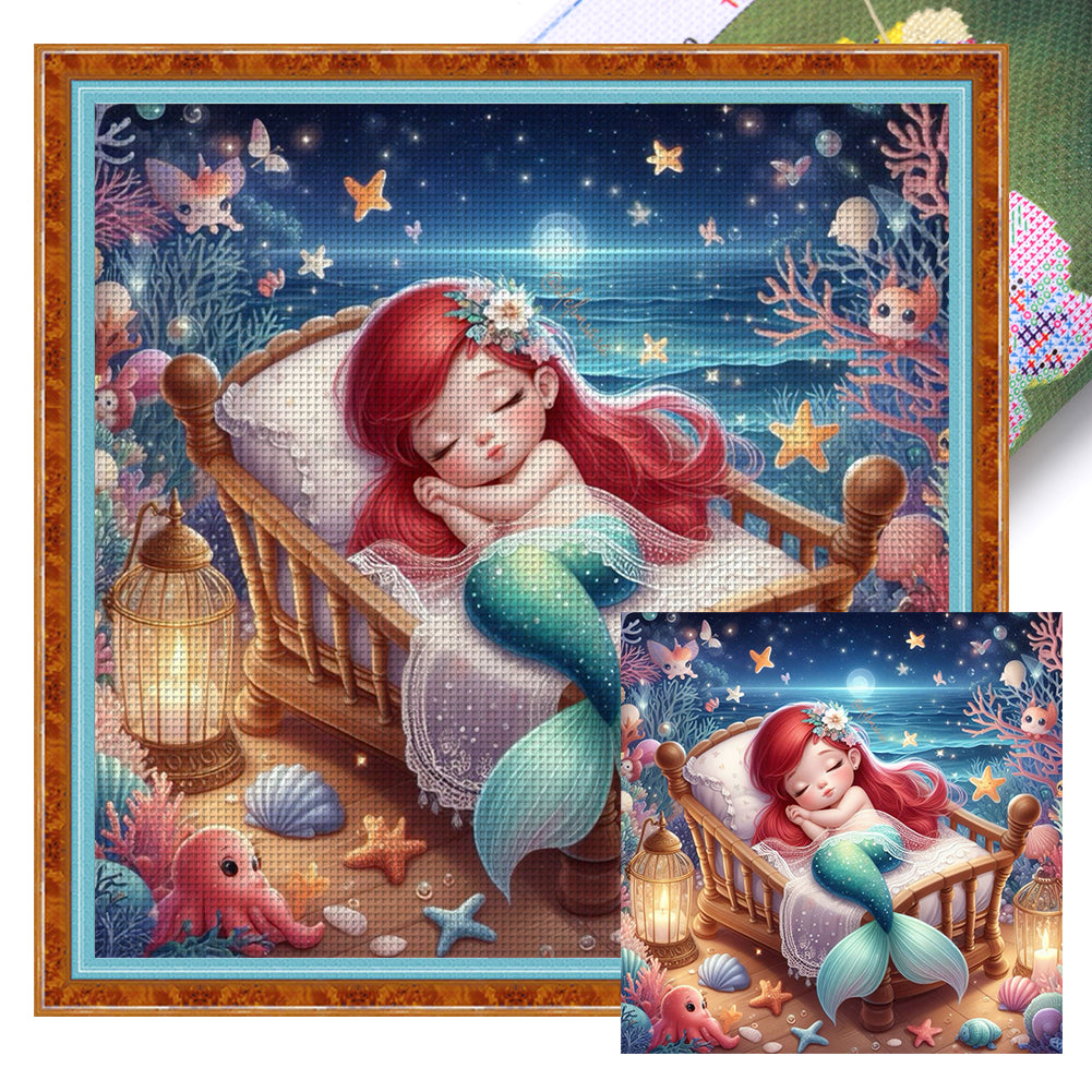 Princess Ariel - 40*40CM 11CT Stamped Cross Stitch