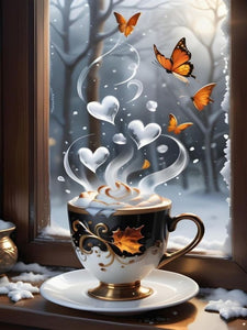 Coffee Butterfly 40*60CM(Canvas) Full Round Drill Diamond Painting