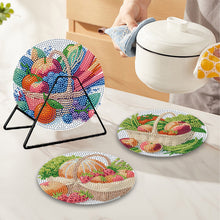 Load image into Gallery viewer, 4 Pcs Diamond Painting Coasters Kit with Holder for Dining Tables Decor (Fruit)
